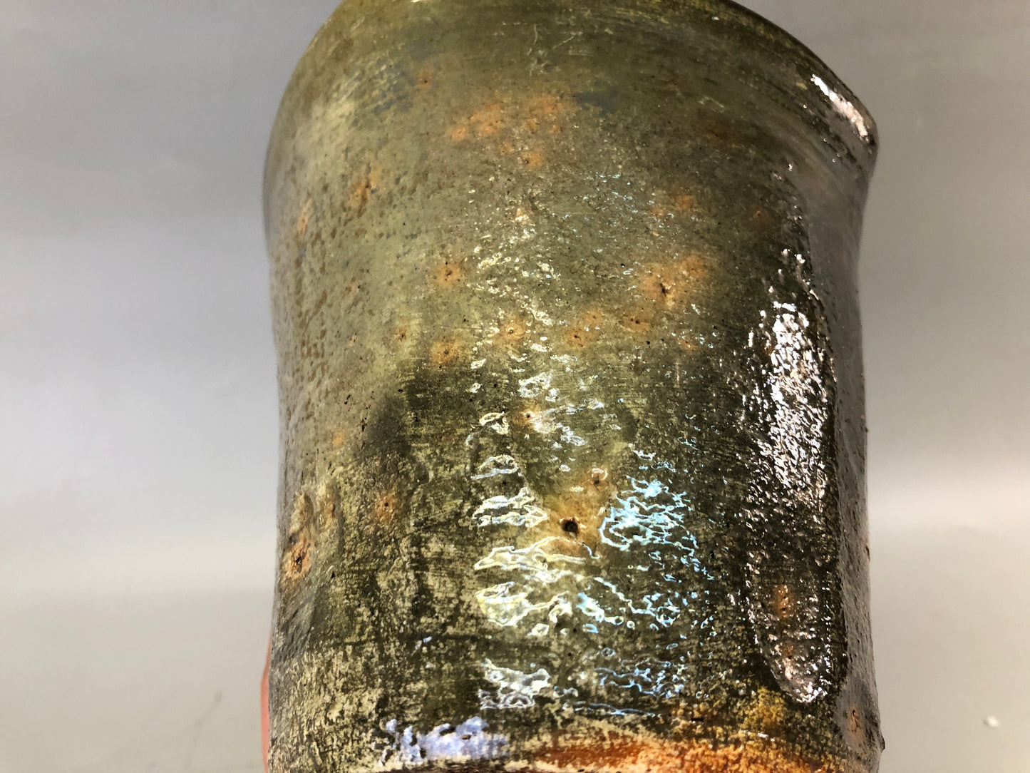 Y7663 MIZUSASHI Raku-ware red water pot signed box Japan antique tea ceremony