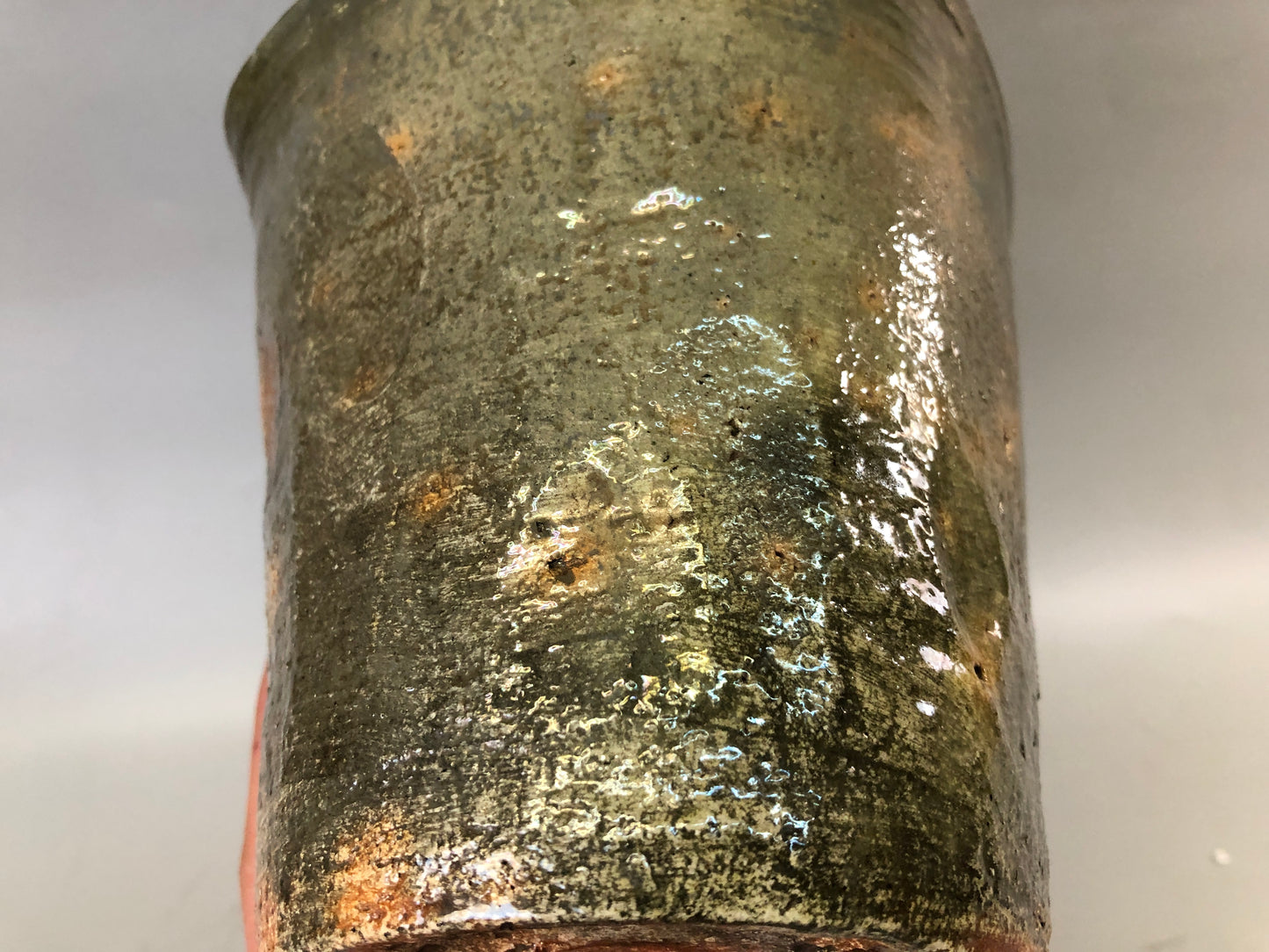 Y7663 MIZUSASHI Raku-ware red water pot signed box Japan antique tea ceremony
