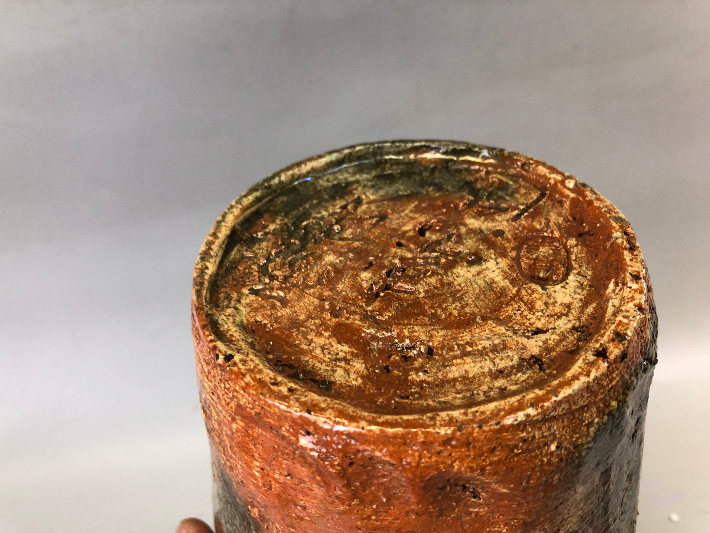 Y7663 MIZUSASHI Raku-ware red water pot signed box Japan antique tea ceremony