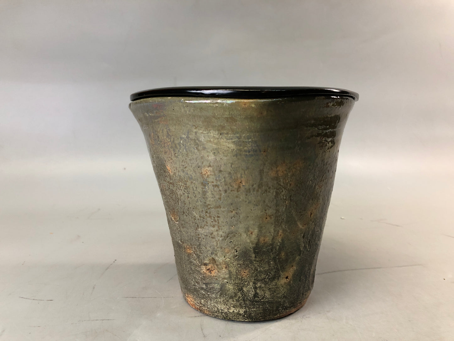 Y7663 MIZUSASHI Raku-ware red water pot signed box Japan antique tea ceremony