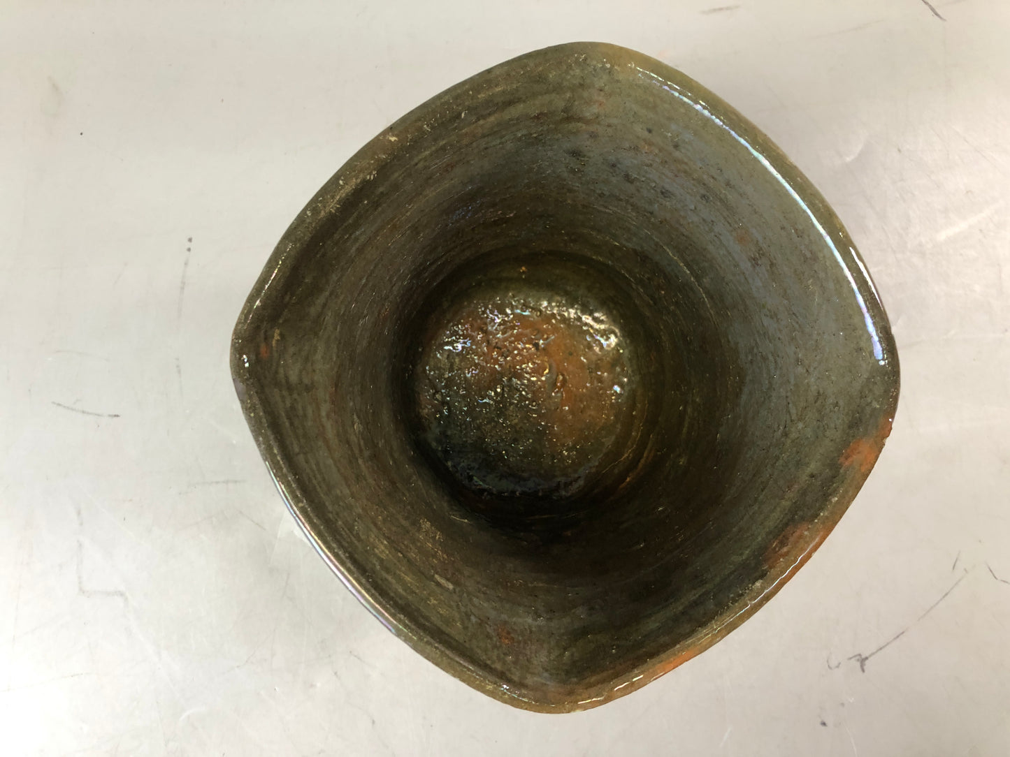 Y7663 MIZUSASHI Raku-ware red water pot signed box Japan antique tea ceremony