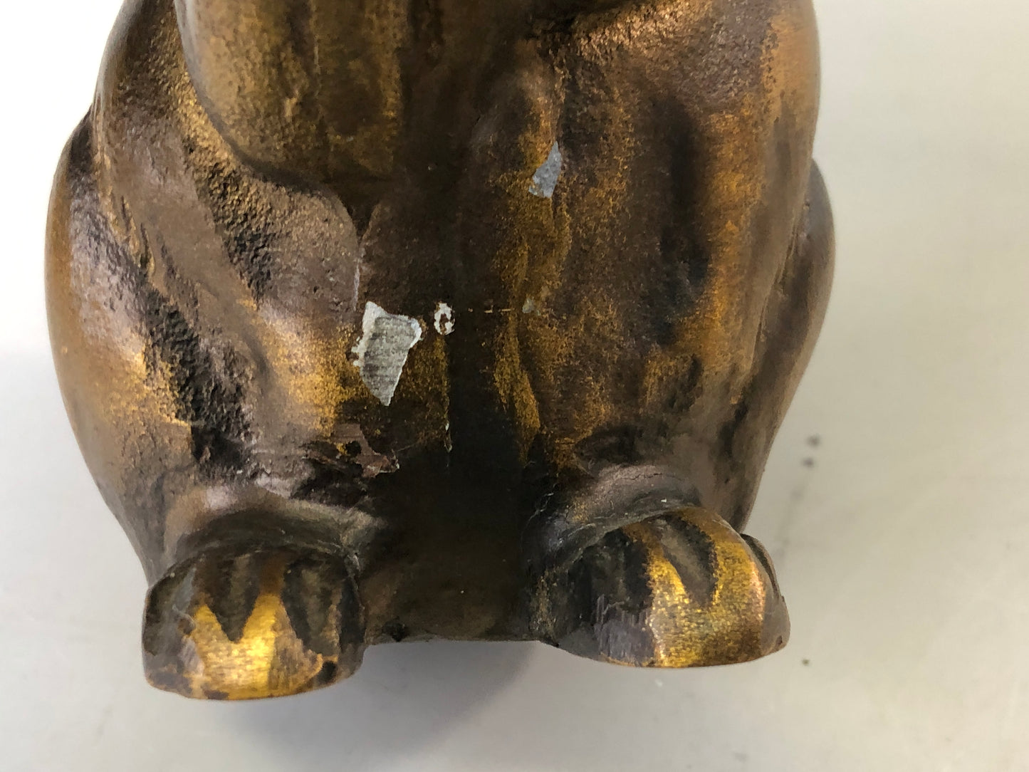 Y7681 OKIMONO metal Rabbit figure figurine hare Japan antique decor interior