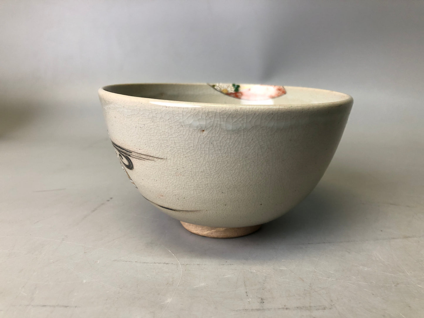 Y7695 CHAWAN Banko-ware bowl signed box Japan antique tea ceremony pottery cup