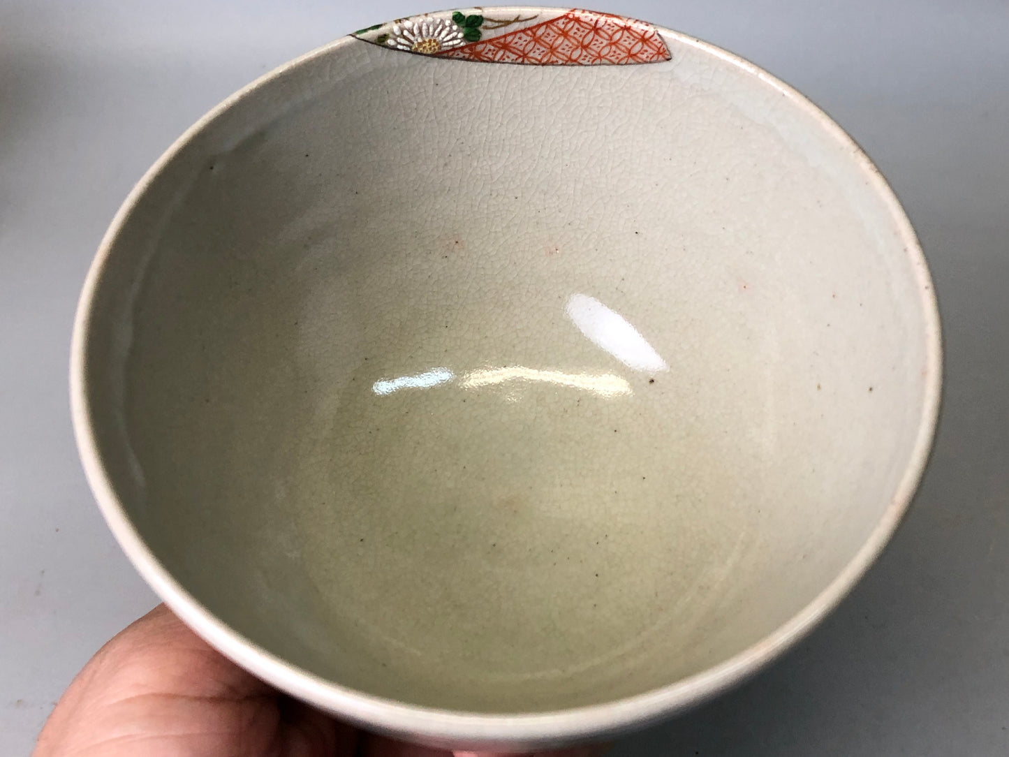 Y7695 CHAWAN Banko-ware bowl signed box Japan antique tea ceremony pottery cup