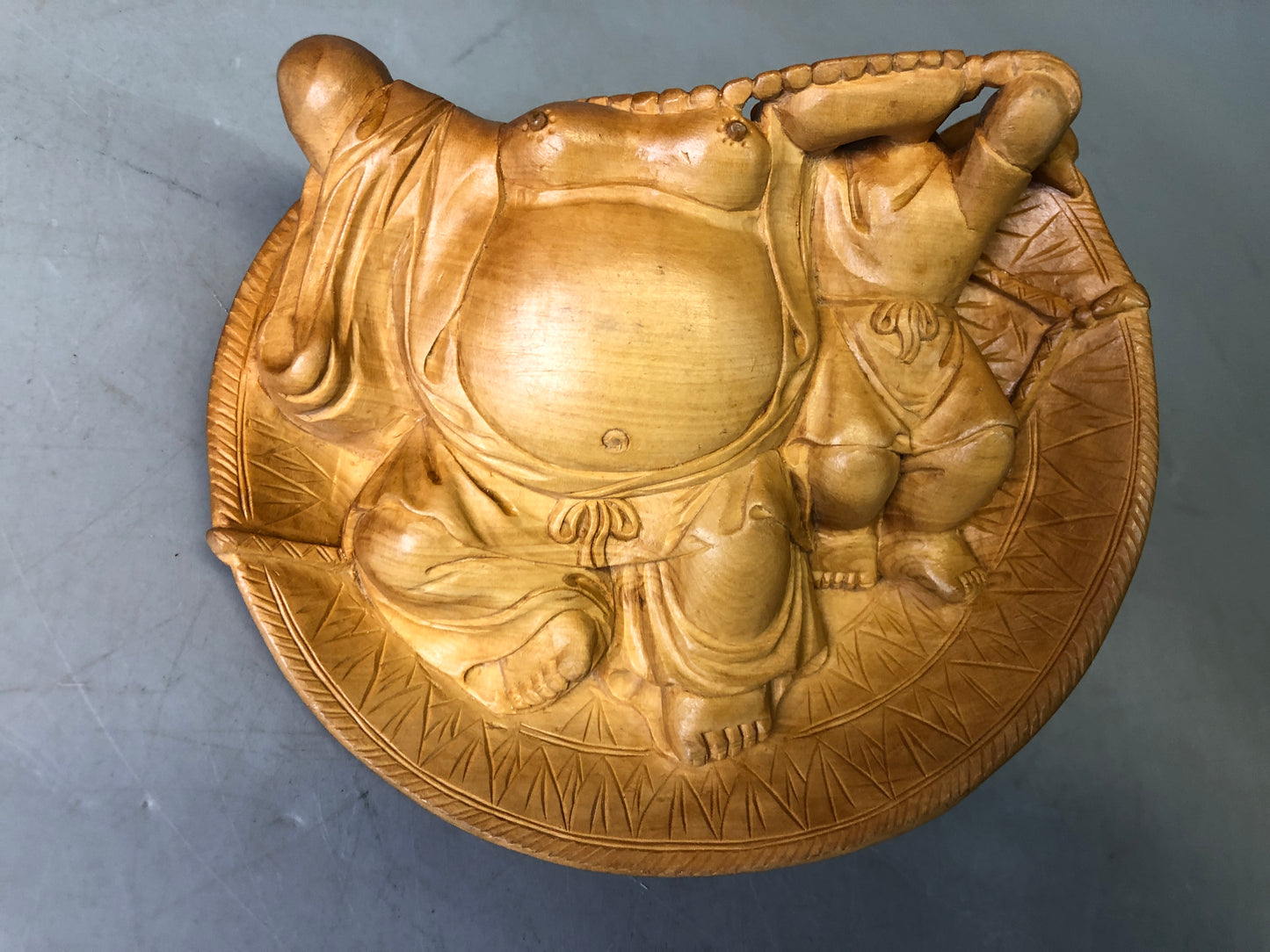 Y7716 OKIMONO wood carving Karako child figurine Japan antique decor interior