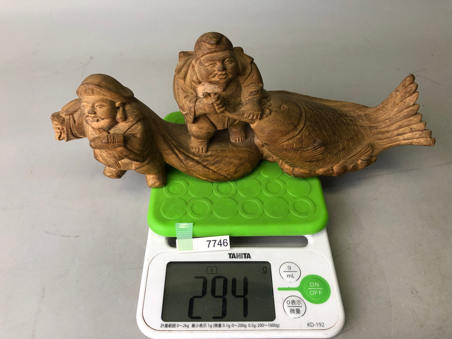Y7746 STATUE wood carving Ebisu Daikoku figurine Japan antique Buddhist figure