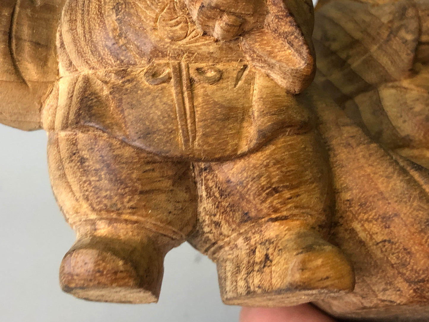 Y7746 STATUE wood carving Ebisu Daikoku figurine Japan antique Buddhist figure