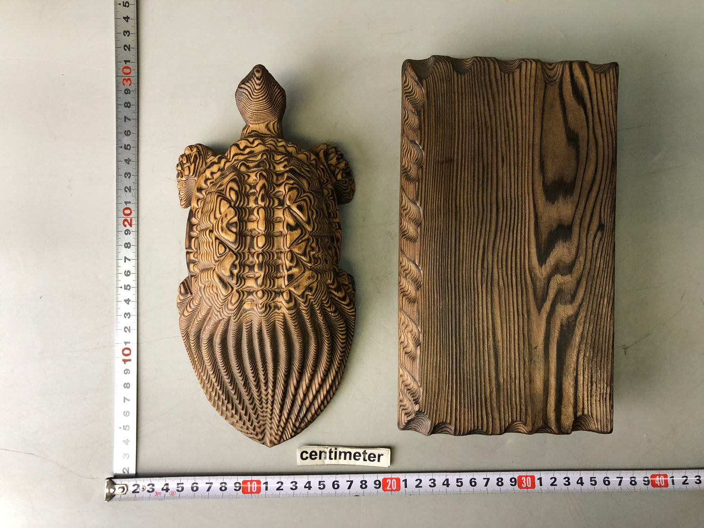 Y7751 OKIMONO wood carving Turtle figurine Japan antique decor interior figure
