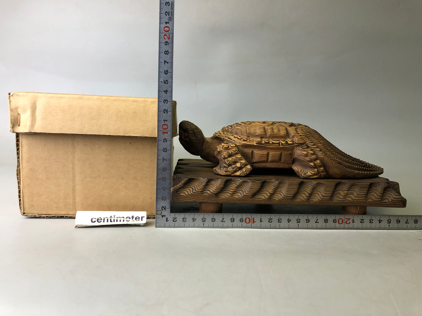 Y7751 OKIMONO wood carving Turtle figurine Japan antique decor interior figure