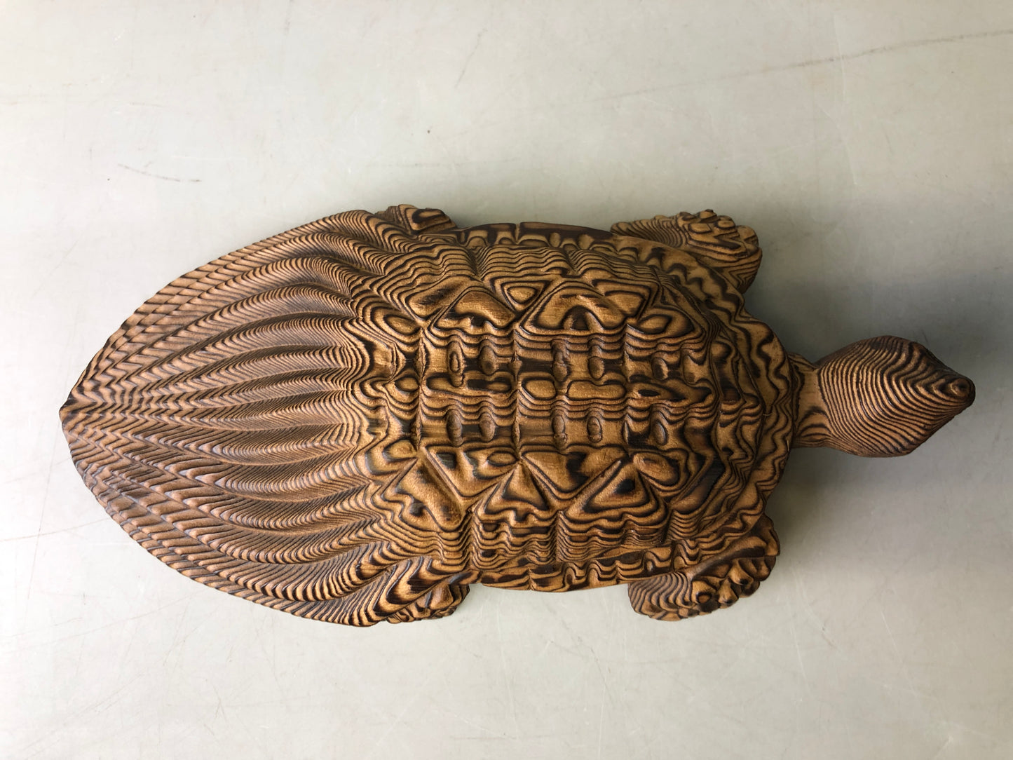 Y7751 OKIMONO wood carving Turtle figurine Japan antique decor interior figure