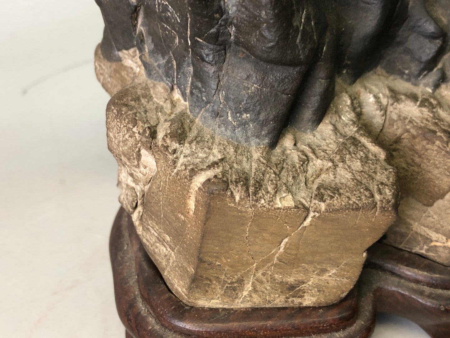 Y7752 OKIMONO Suiseki viewing stone wooden stand Japan antique decor interior