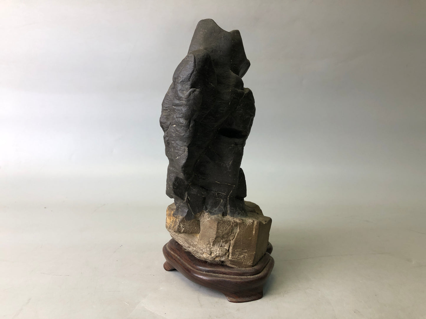 Y7752 OKIMONO Suiseki viewing stone wooden stand Japan antique decor interior