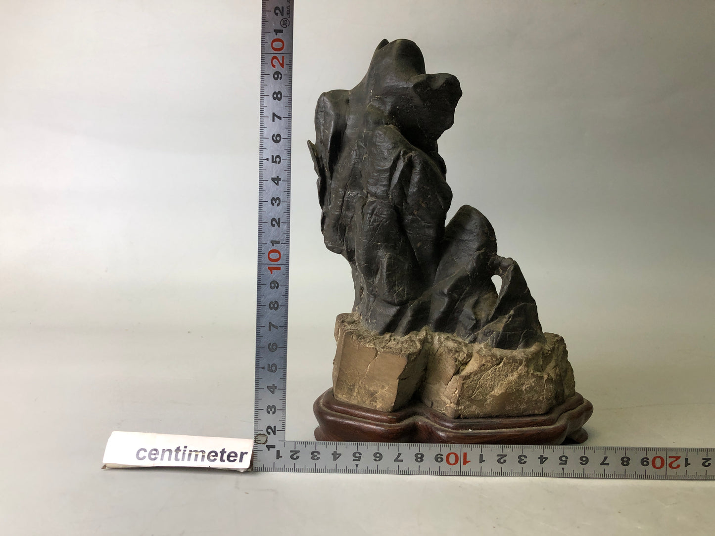 Y7752 OKIMONO Suiseki viewing stone wooden stand Japan antique decor interior