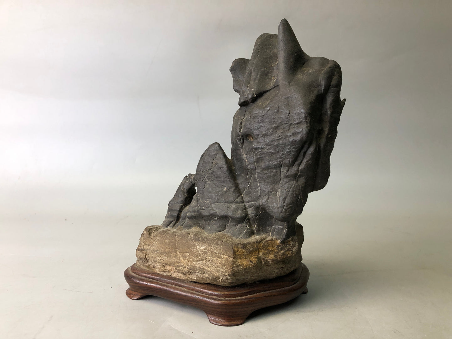 Y7752 OKIMONO Suiseki viewing stone wooden stand Japan antique decor interior