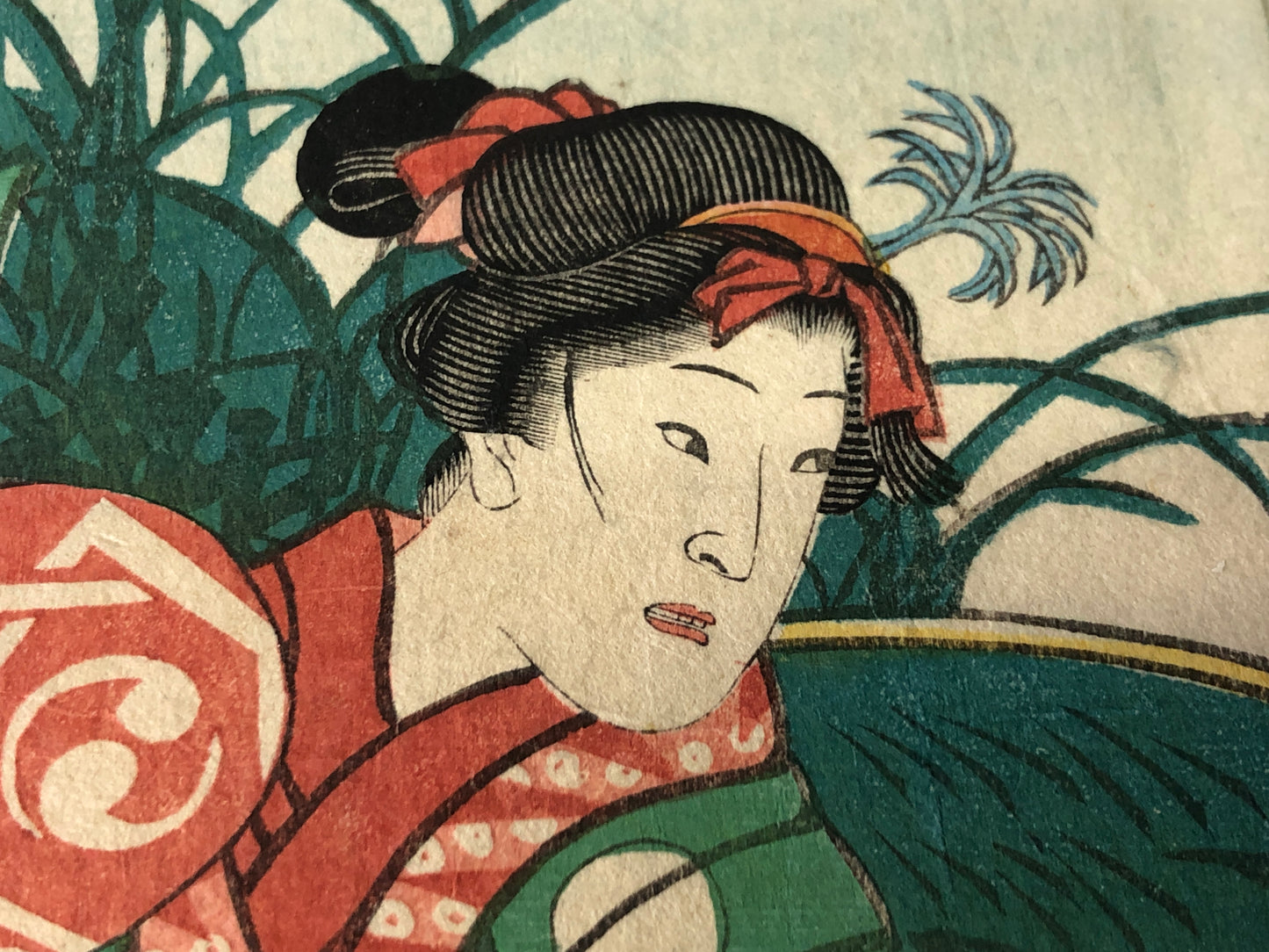 Y7755 WOODBLOCK PRINT Toyokuni Kuniaki Festival Japan Ukiyoe antique art