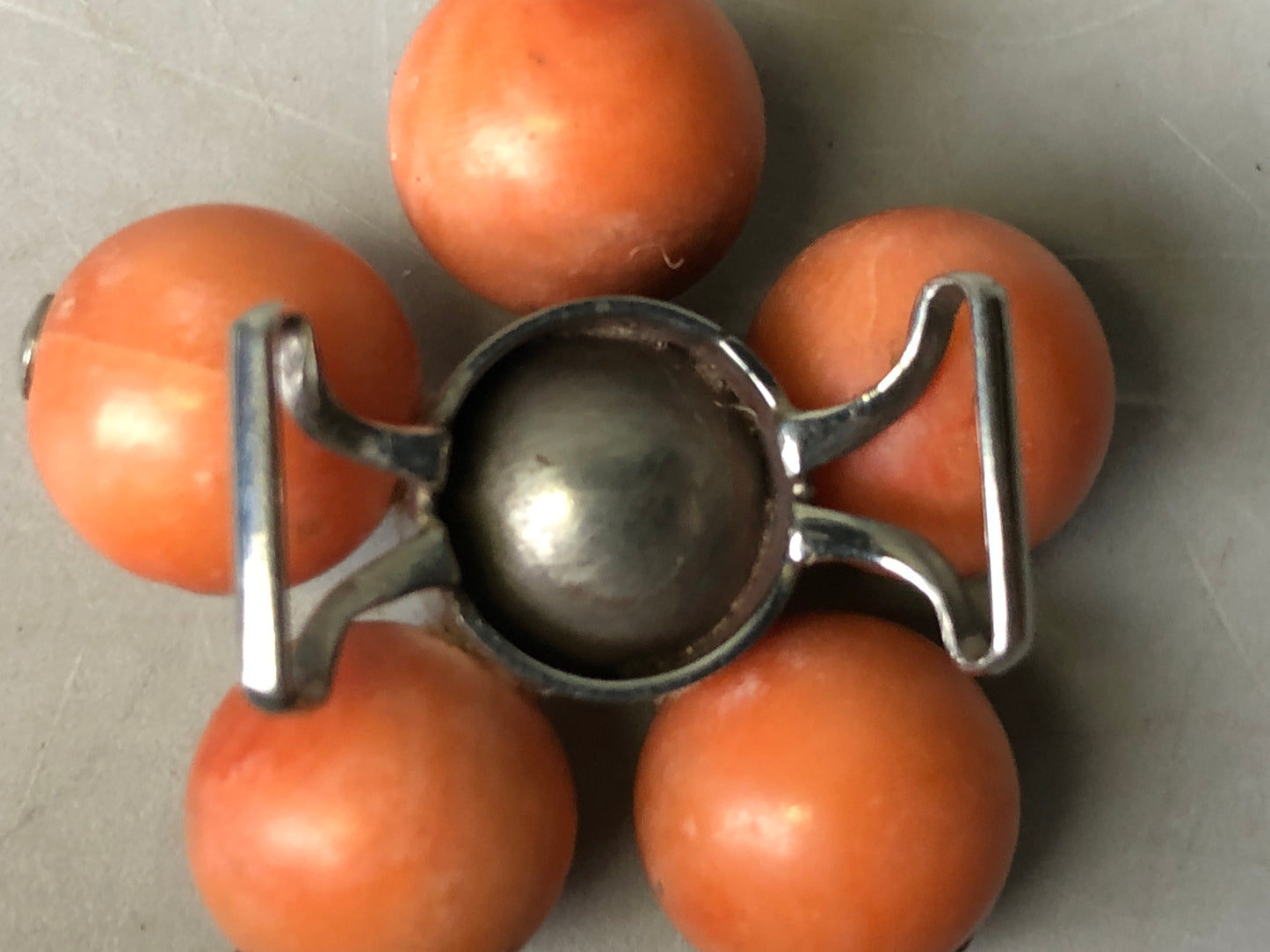 Y7758 OBIDOME Sash clip brooch real Coral pearl Japan antique kimono accessory