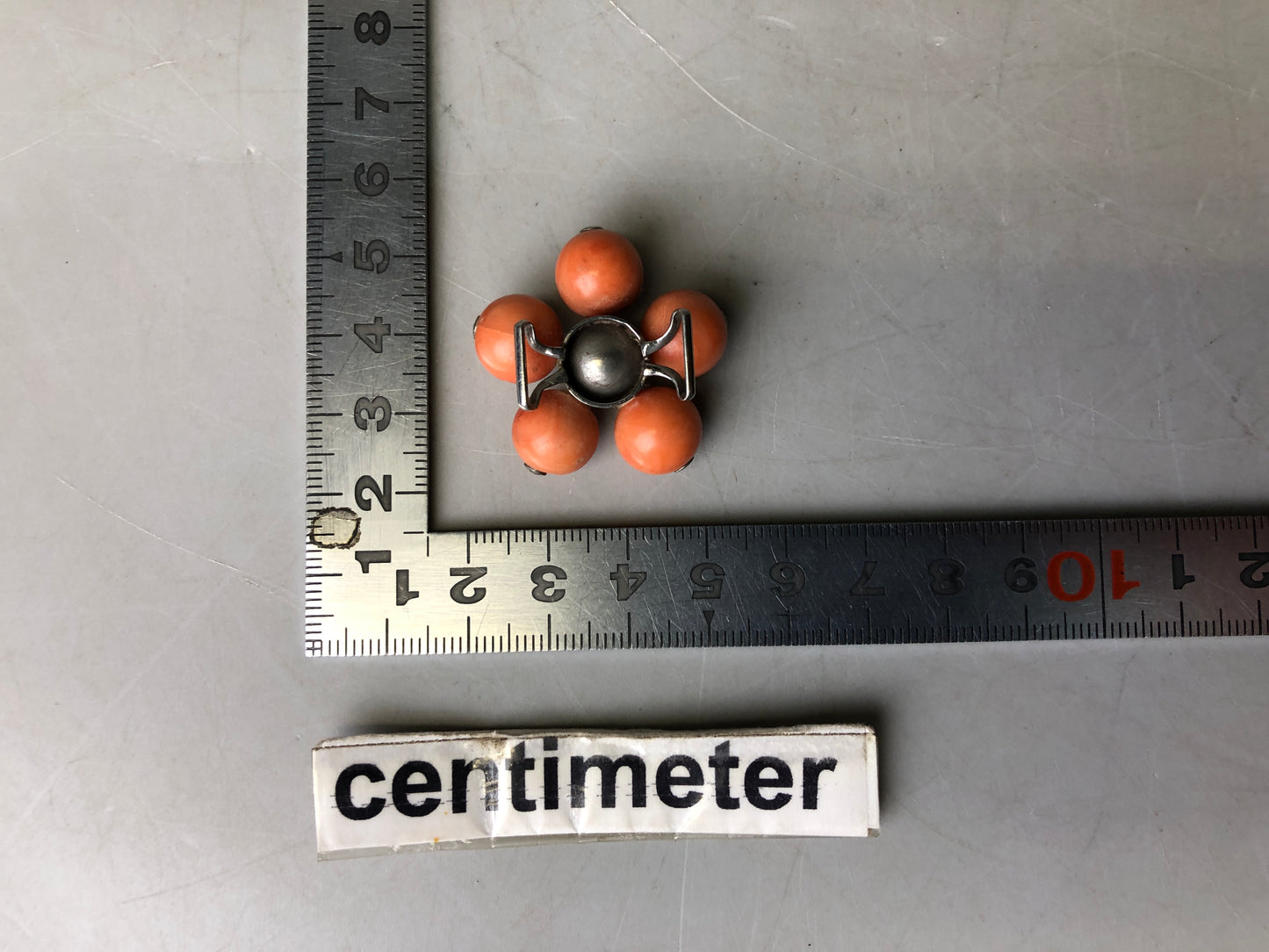 Y7758 OBIDOME Sash clip brooch real Coral pearl Japan antique kimono accessory