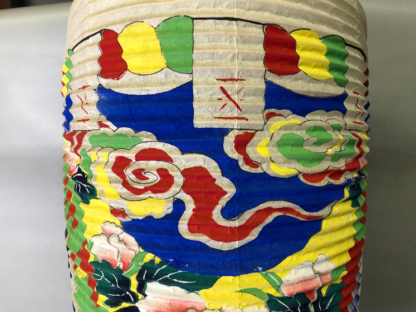 Y7775 CHOUCHIN foldable paper lantern color painting Andon light Japan antique
