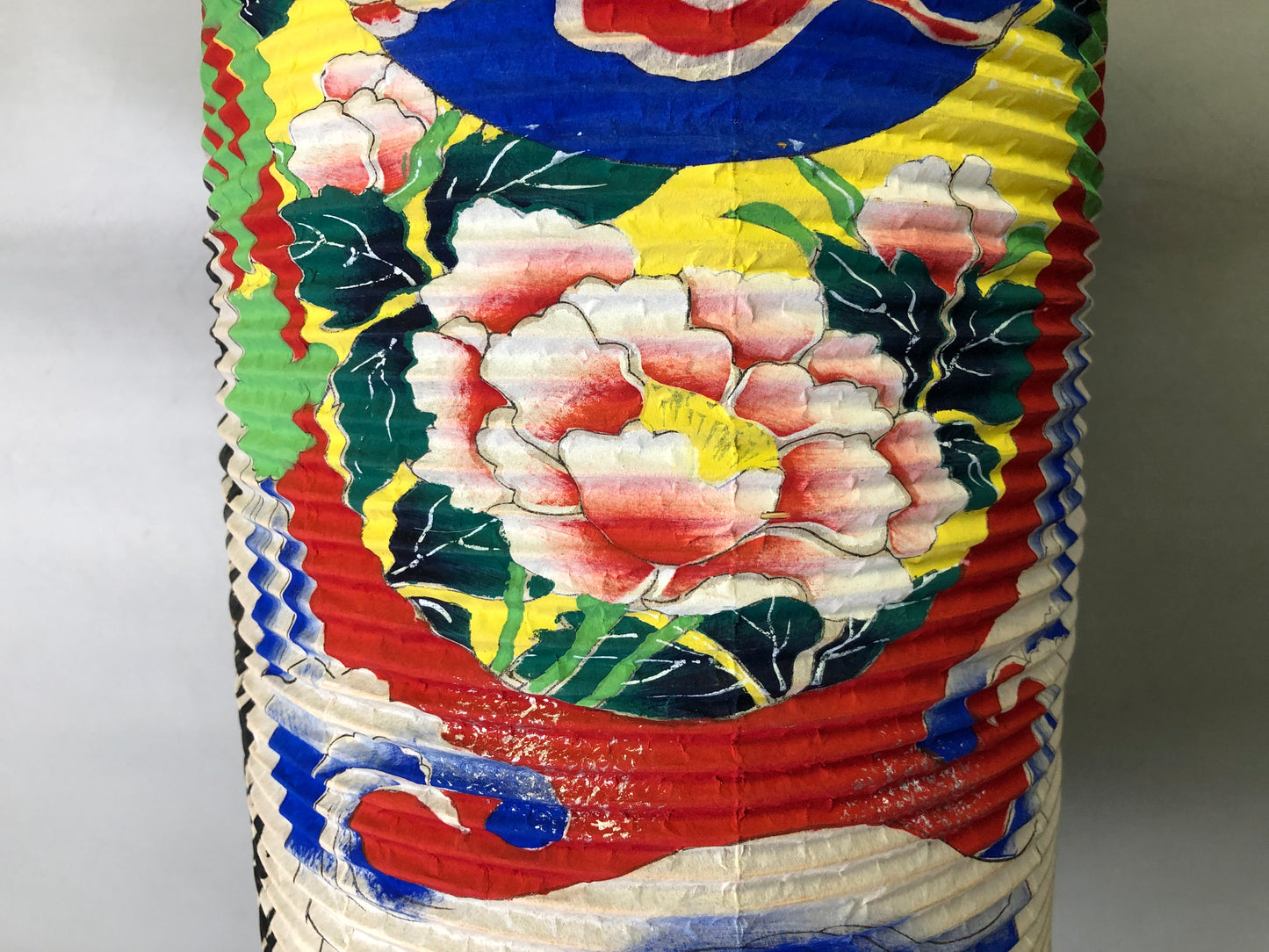 Y7775 CHOUCHIN foldable paper lantern color painting Andon light Japan antique