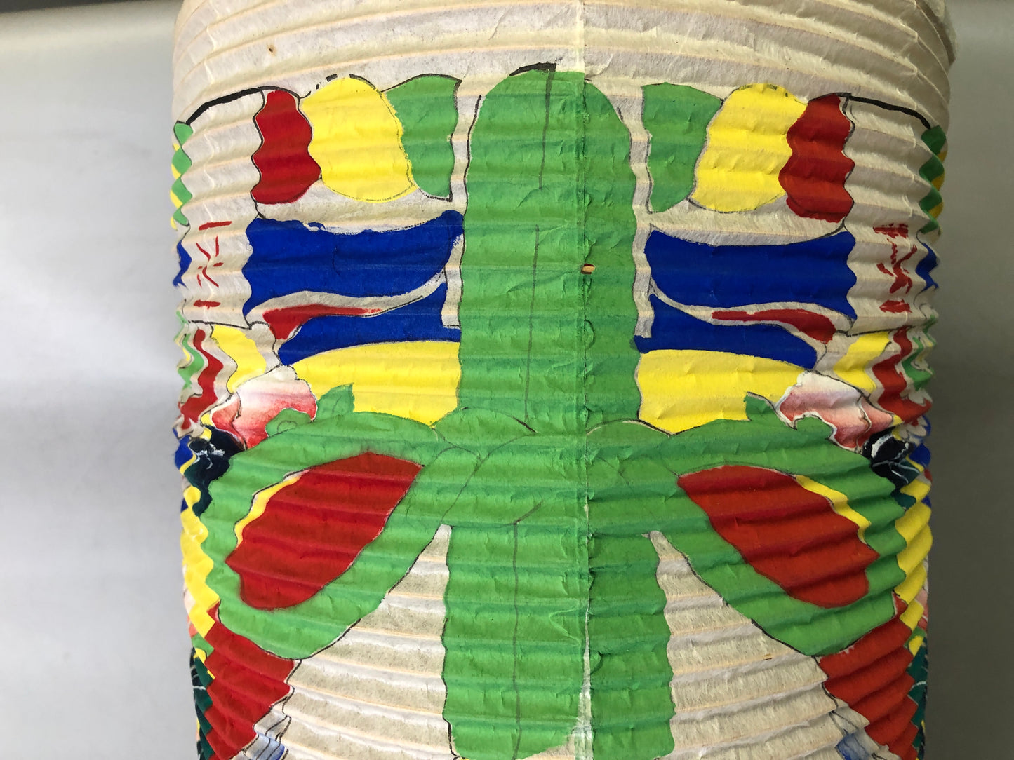Y7775 CHOUCHIN foldable paper lantern color painting Andon light Japan antique
