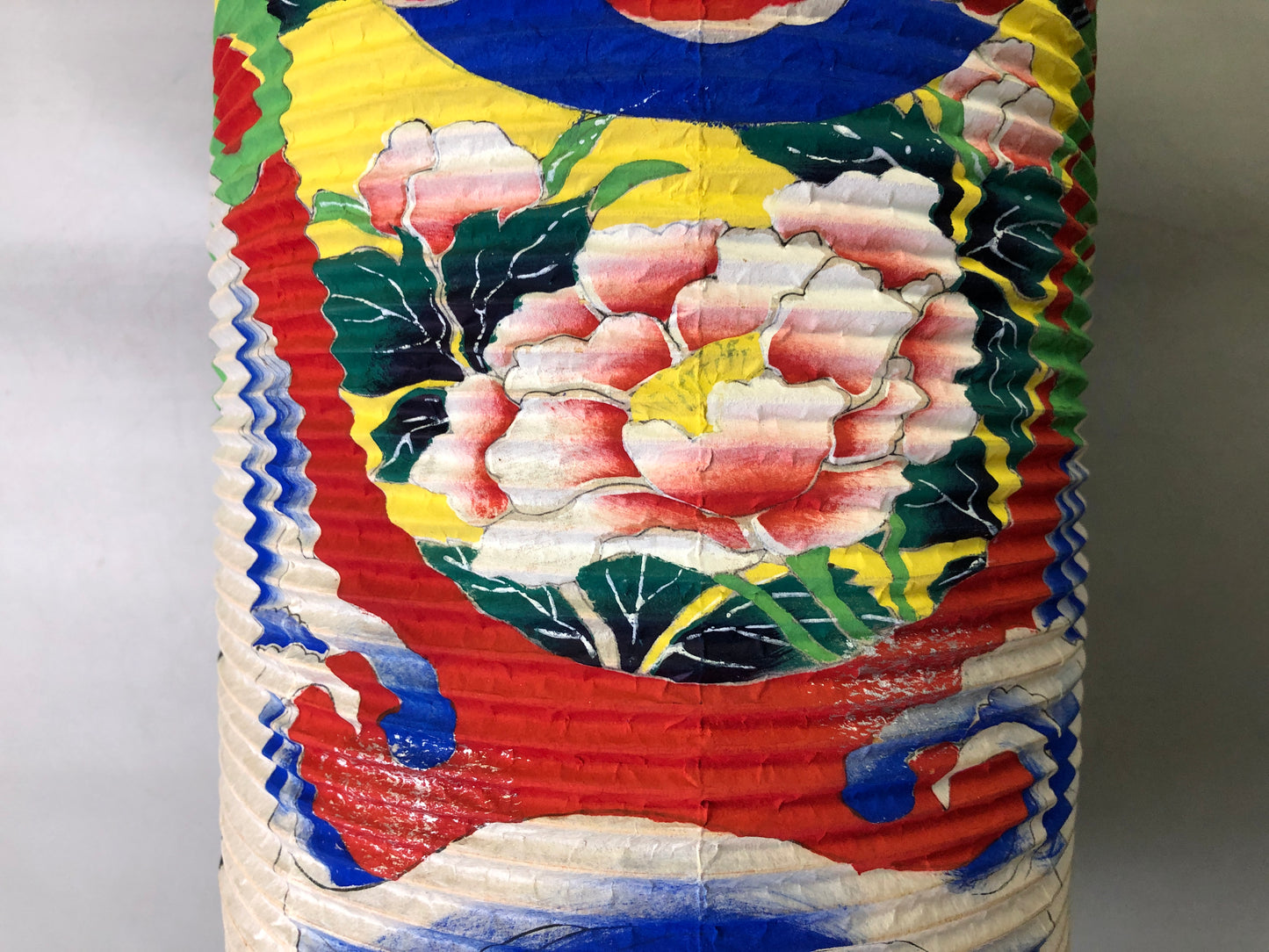 Y7775 CHOUCHIN foldable paper lantern color painting Andon light Japan antique