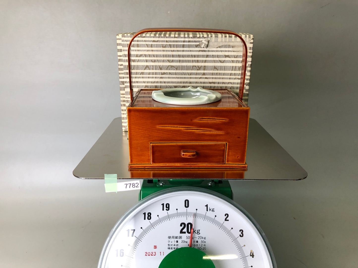 Y7782 ASHTRAY Shunkei lacquer cigarette set handle Japan antique tobacco cigar