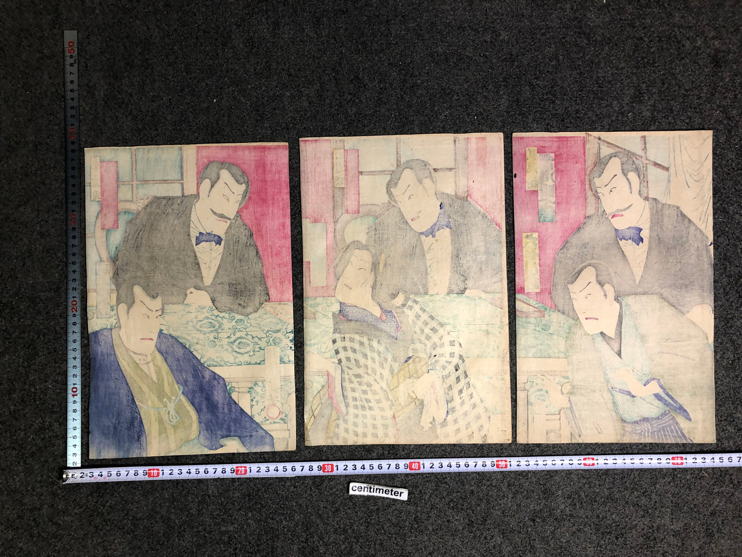 Y7789 WOODBLOCK PRINT Chikanobu triptych Japan Ukiyoe antique art interior
