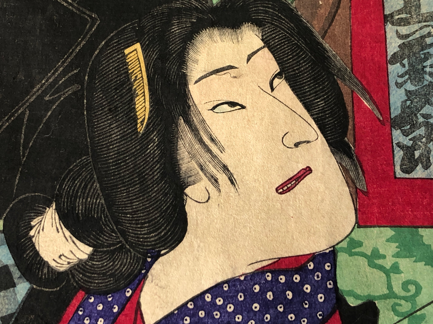 Y7789 WOODBLOCK PRINT Chikanobu triptych Japan Ukiyoe antique art interior