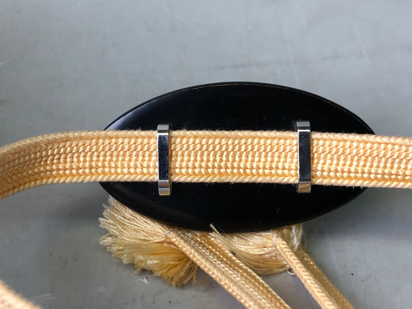 Y7807 OBIDOME Makie Crane sash clip brooch cord Japan antique kimono accessory