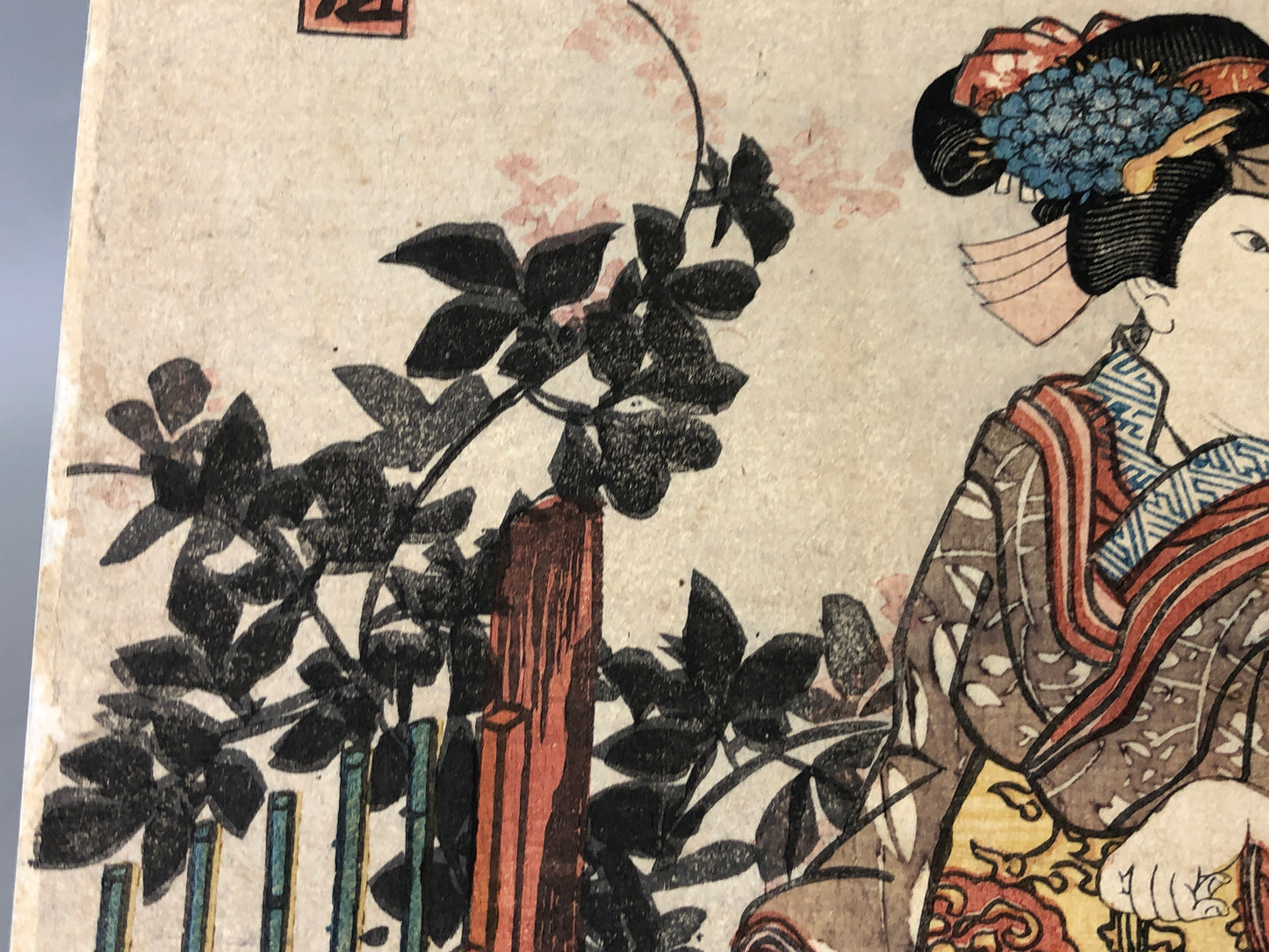 Y7835 WOODBLOCK PRINT Toyokuni beautiful woman single piece Japan Ukiyoe antique