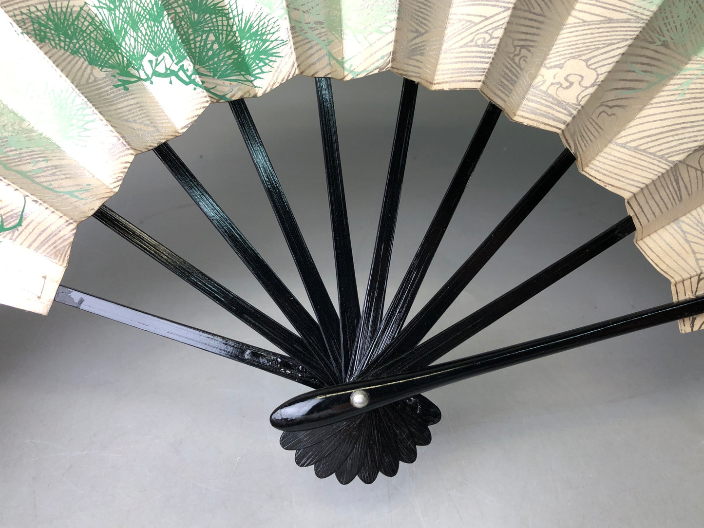 Y7838 SENSU Folding paper fan wave pattern pine bag Japan antique kimono