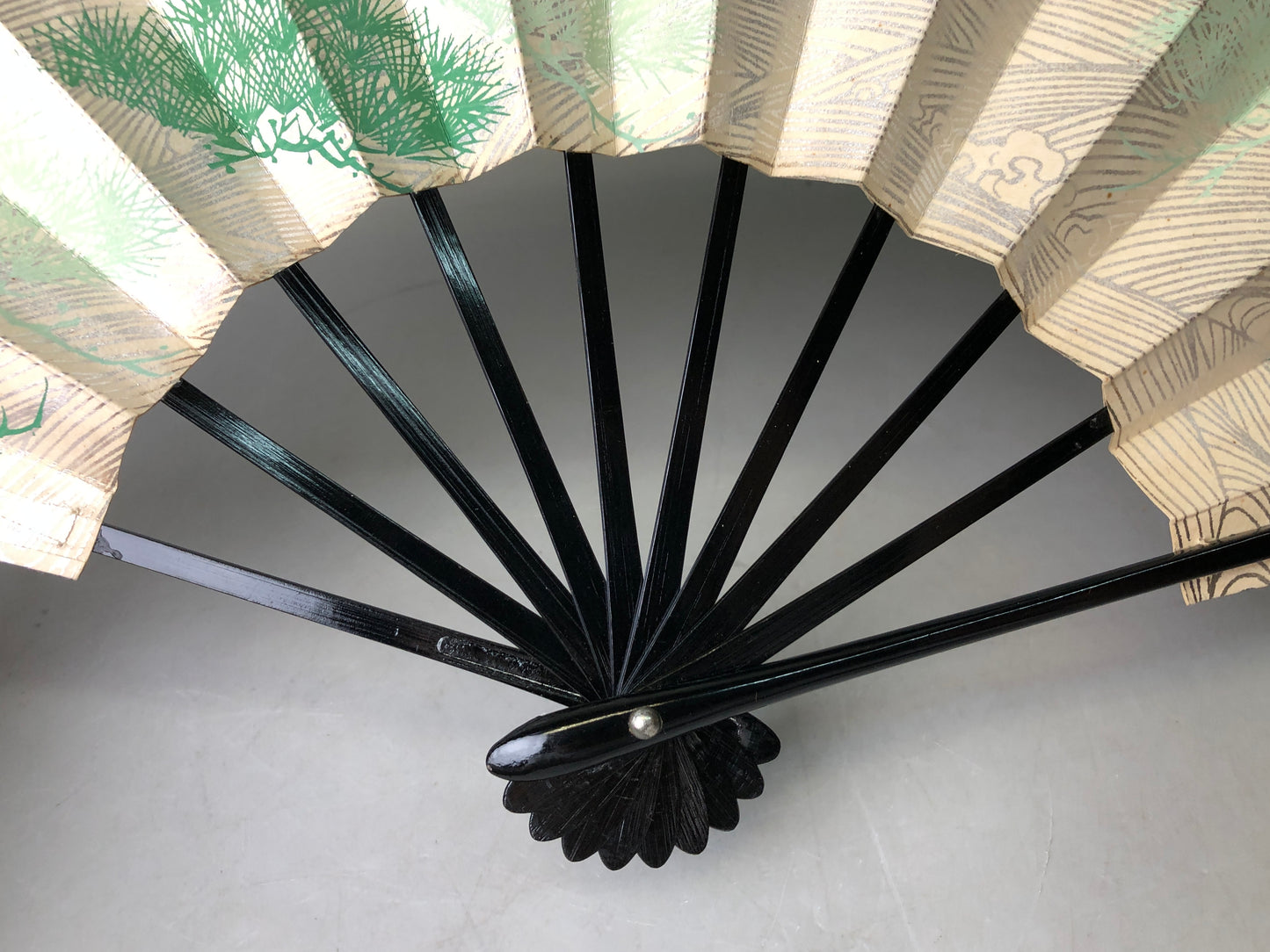 Y7838 SENSU Folding paper fan wave pattern pine bag Japan antique kimono