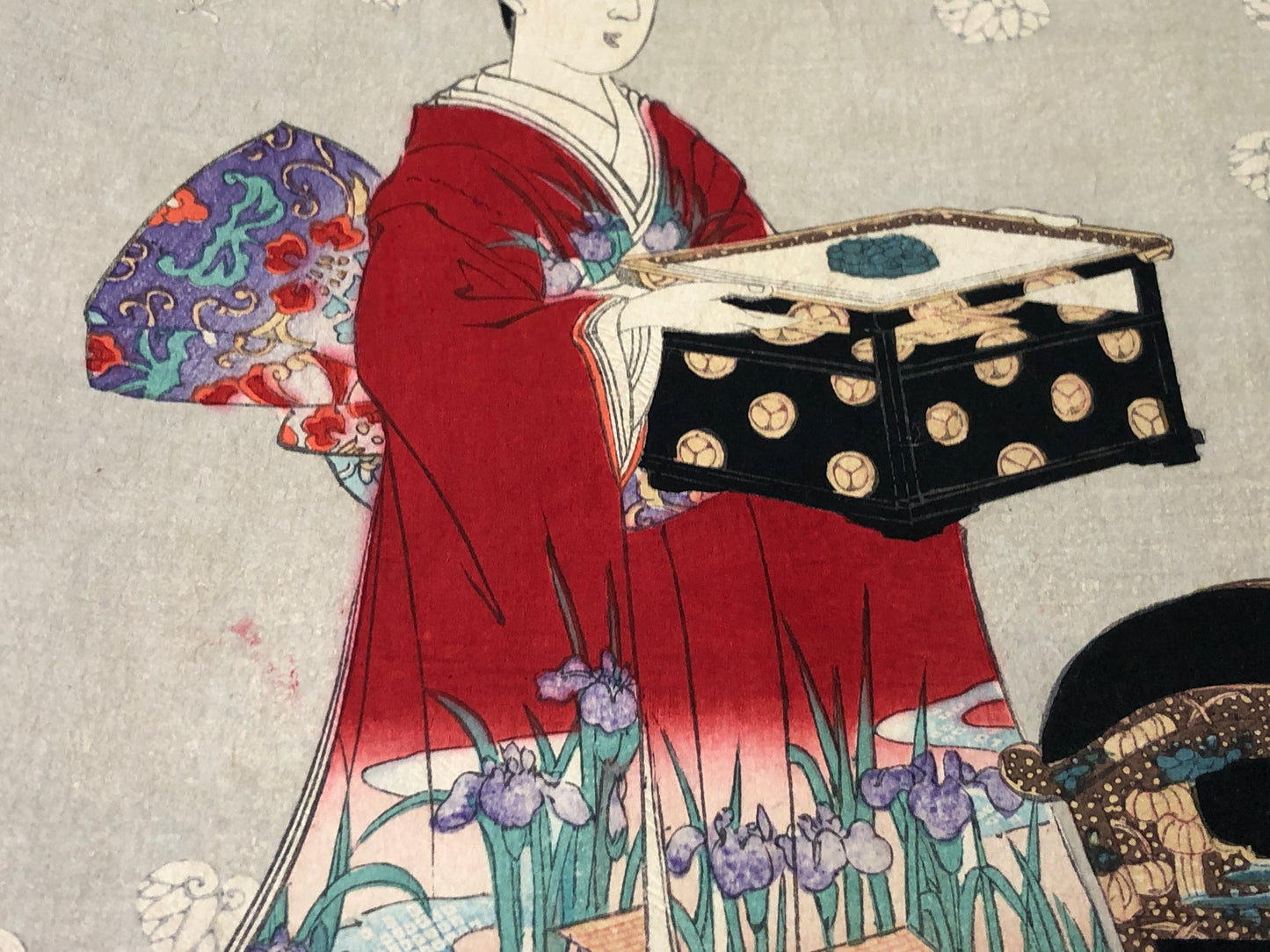 Y7855 WOODBLOCK PRINT Chikanobu triptych beautiful woman Japan Ukiyoe antique