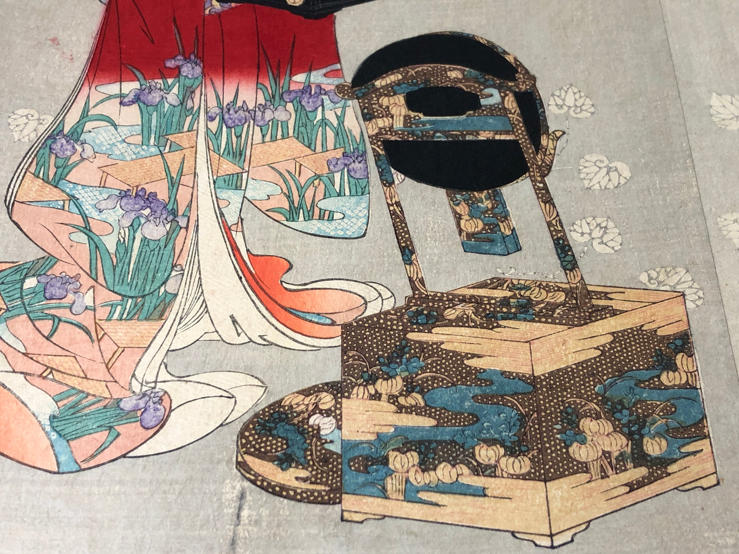 Y7855 WOODBLOCK PRINT Chikanobu triptych beautiful woman Japan Ukiyoe antique