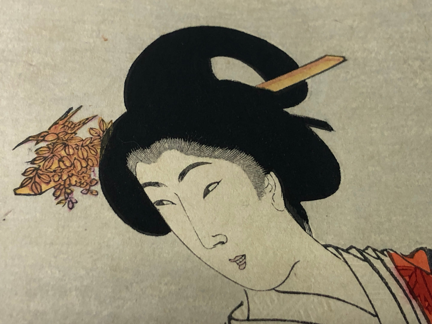 Y7855 WOODBLOCK PRINT Chikanobu triptych beautiful woman Japan Ukiyoe antique