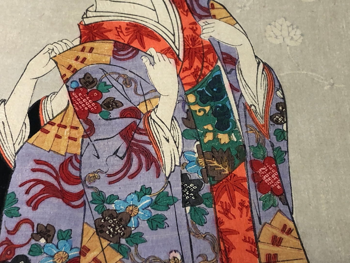 Y7855 WOODBLOCK PRINT Chikanobu triptych beautiful woman Japan Ukiyoe antique