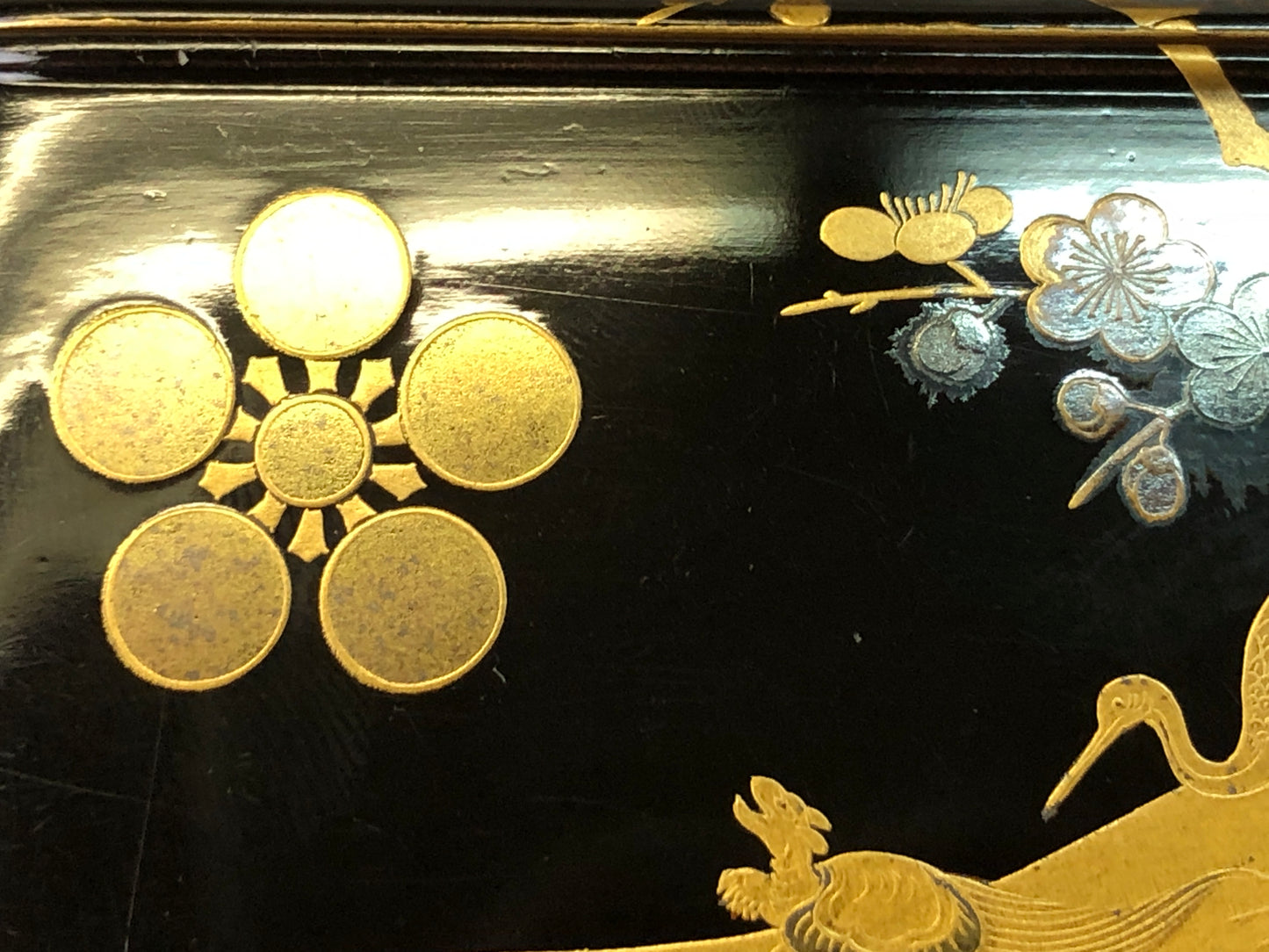 Y7886 BOX Gold Silver Makie small container Japan antique case storage interior