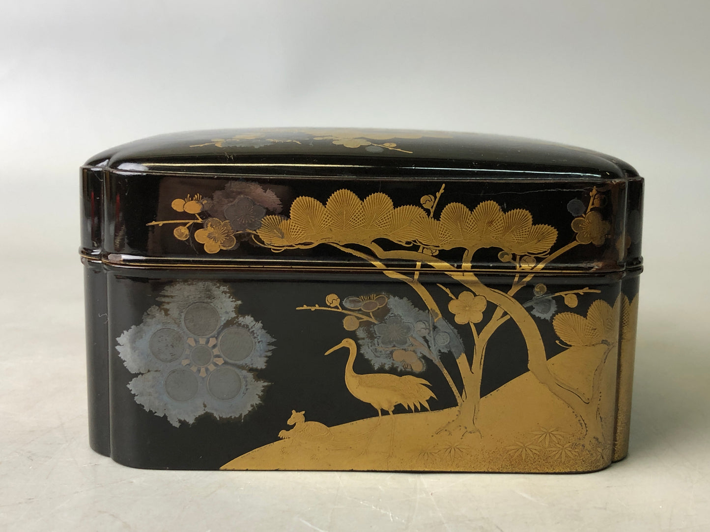 Y7886 BOX Gold Silver Makie small container Japan antique case storage interior