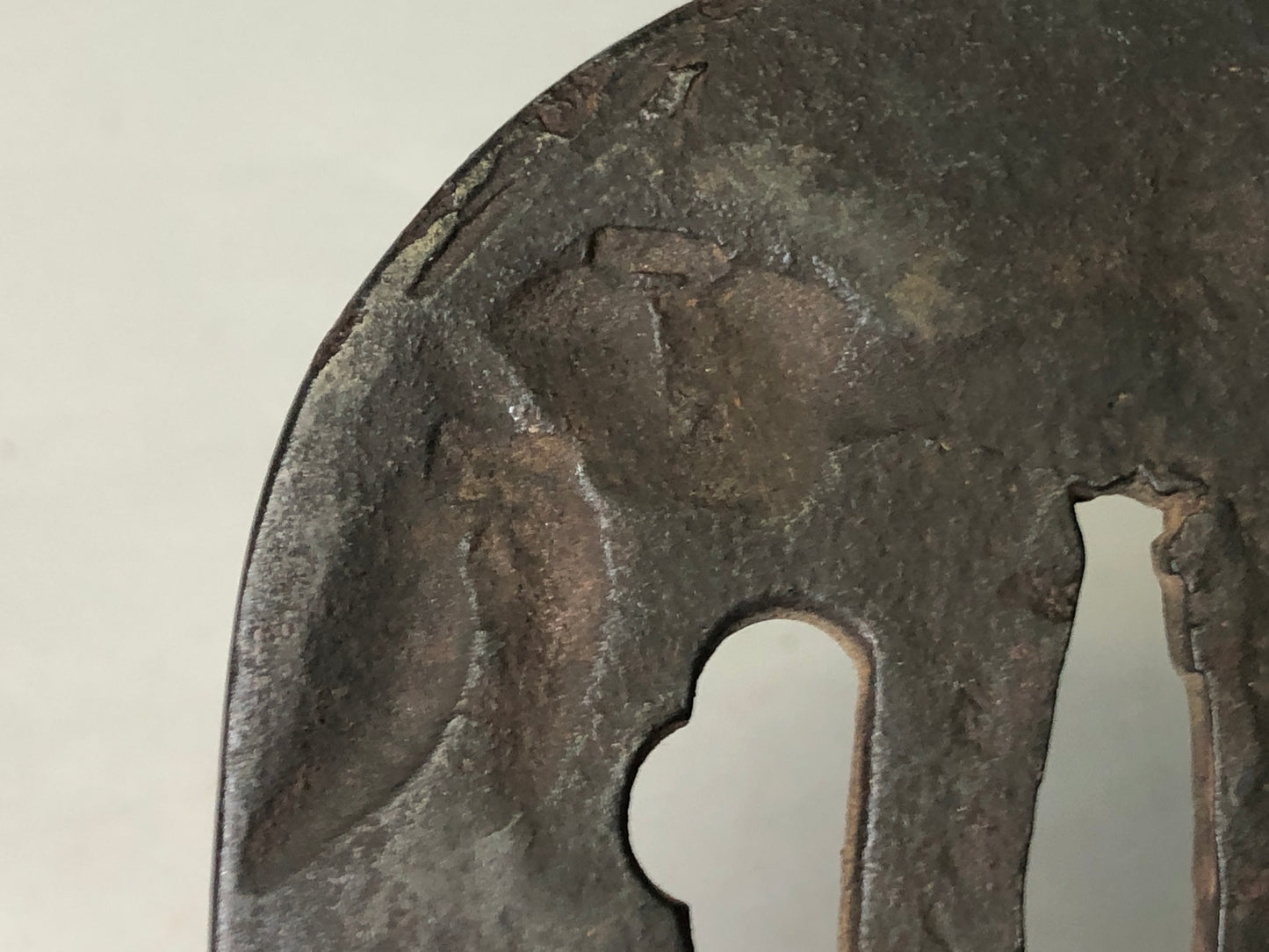 Y7893 TSUBA Iron sword guard heaven character Japan antique Samurai katana