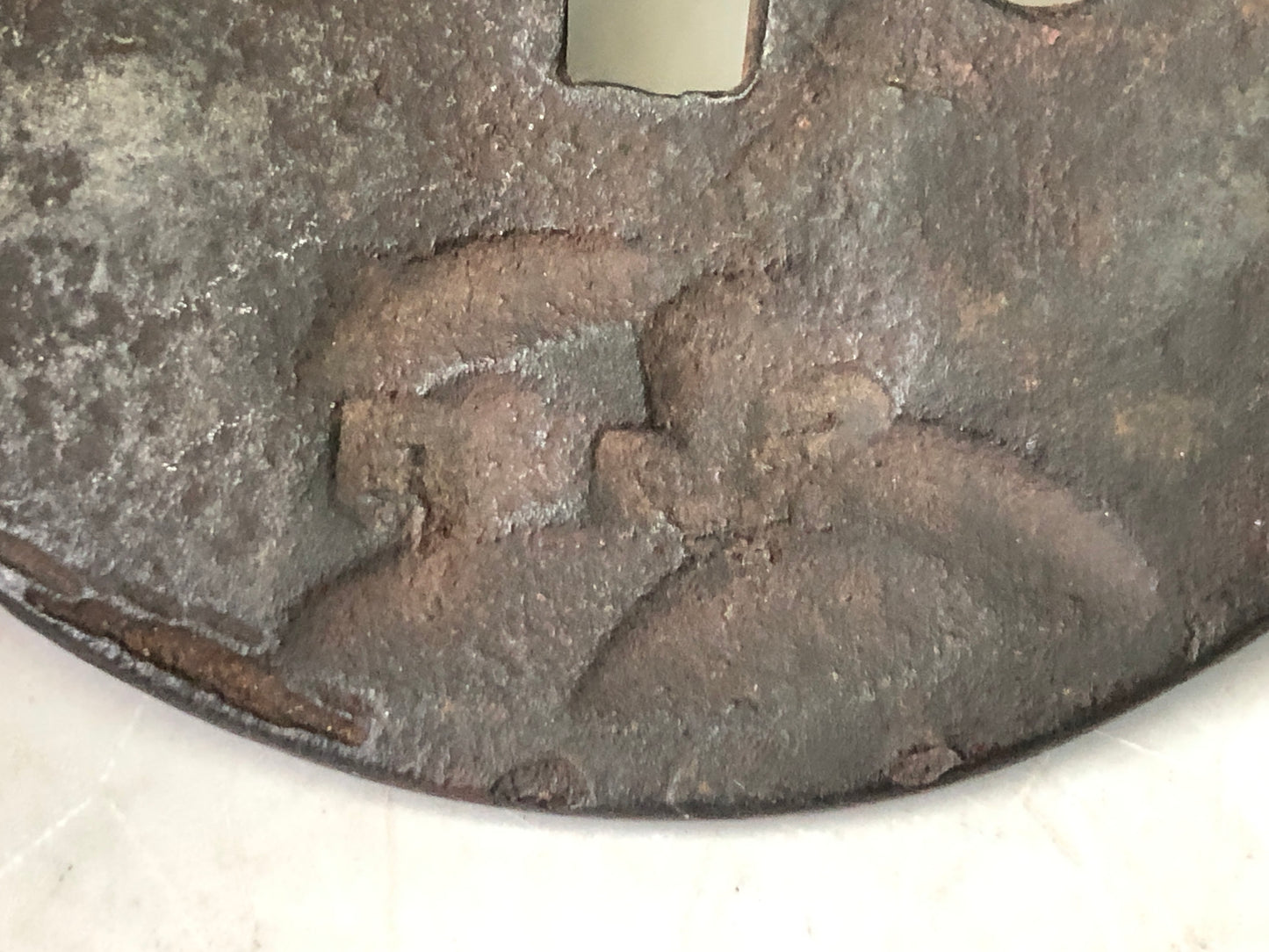 Y7893 TSUBA Iron sword guard heaven character Japan antique Samurai katana