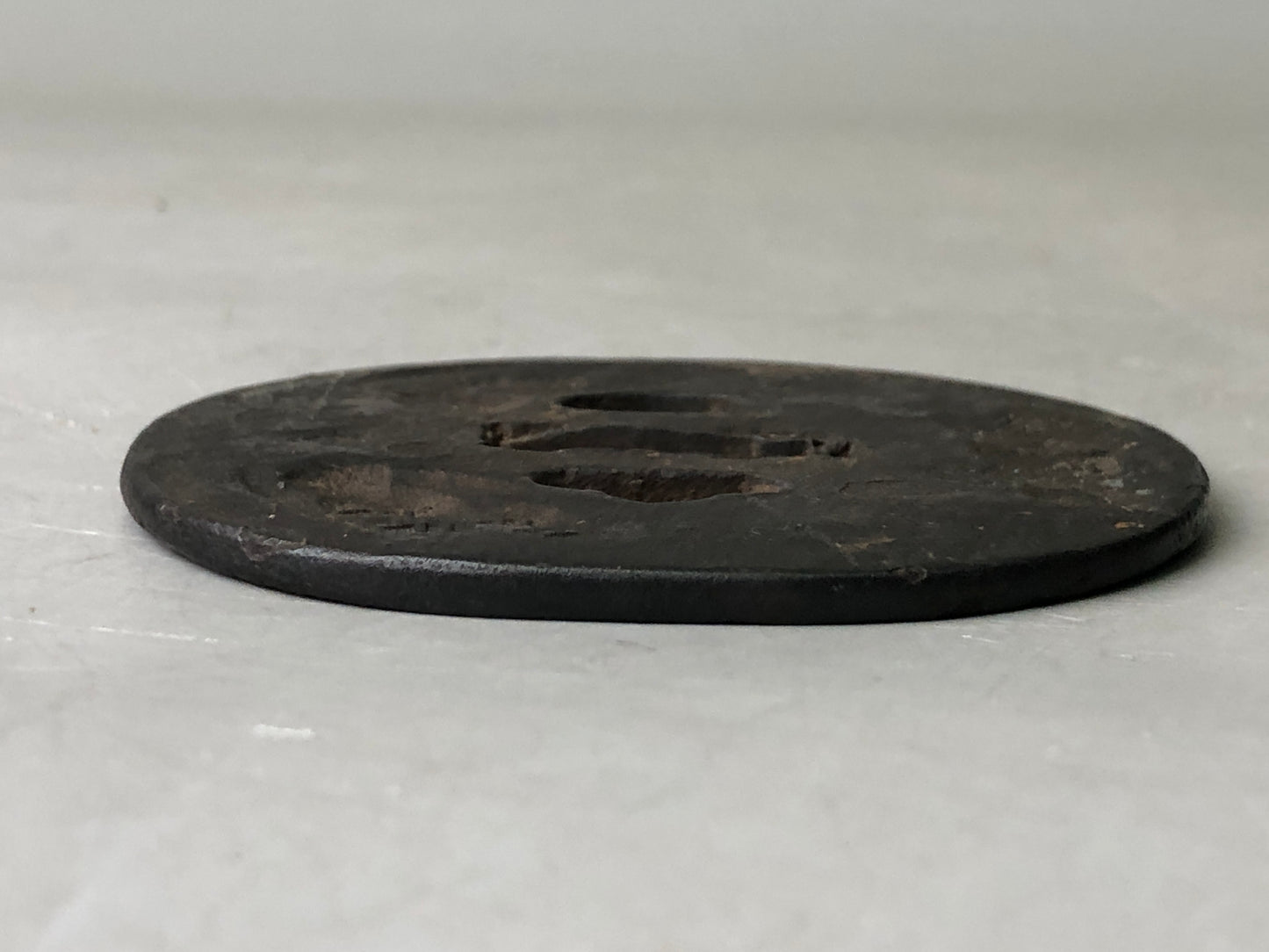 Y7893 TSUBA Iron sword guard heaven character Japan antique Samurai katana