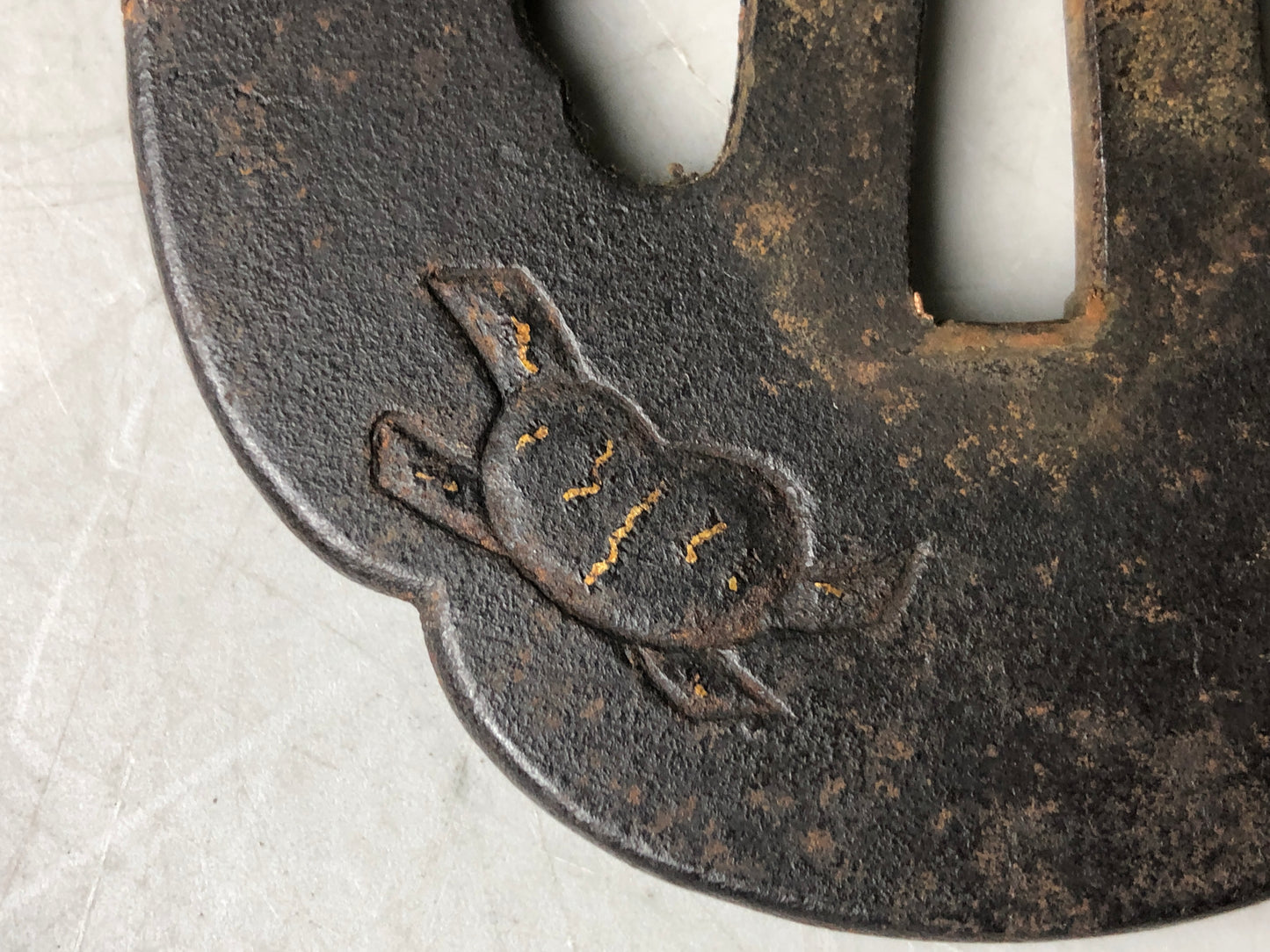 Y7898 TSUBA Iron sword guard Inlay Japan antique samurai katana koshirae