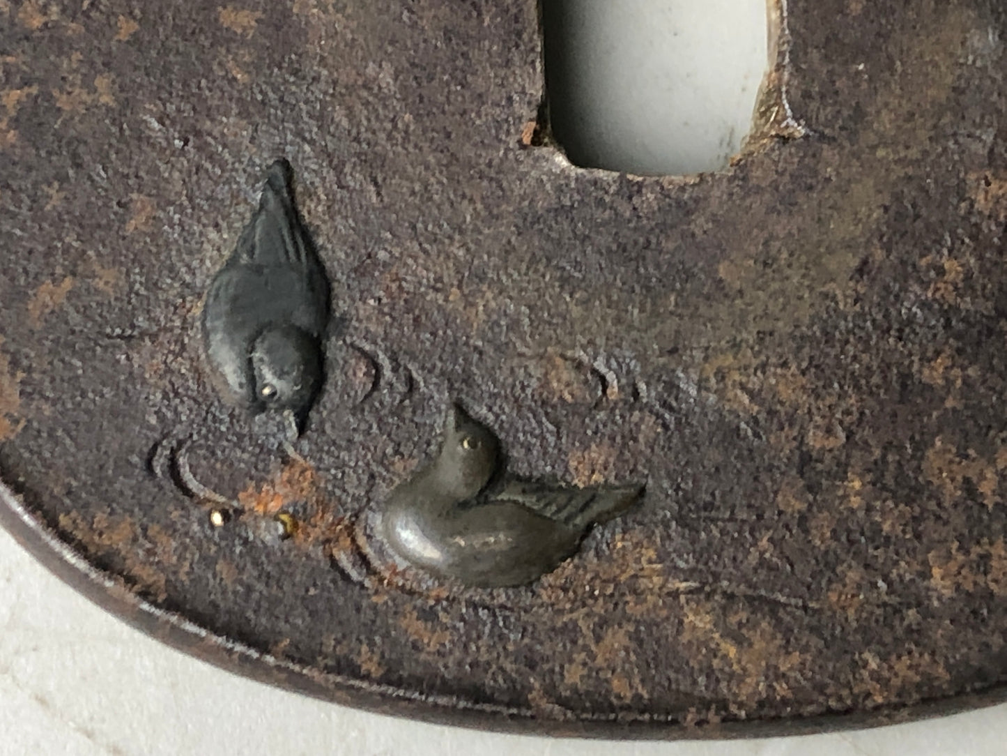 Y7903 TSUBA Iron sword guard Inlay Japan antique samurai katana koshirae