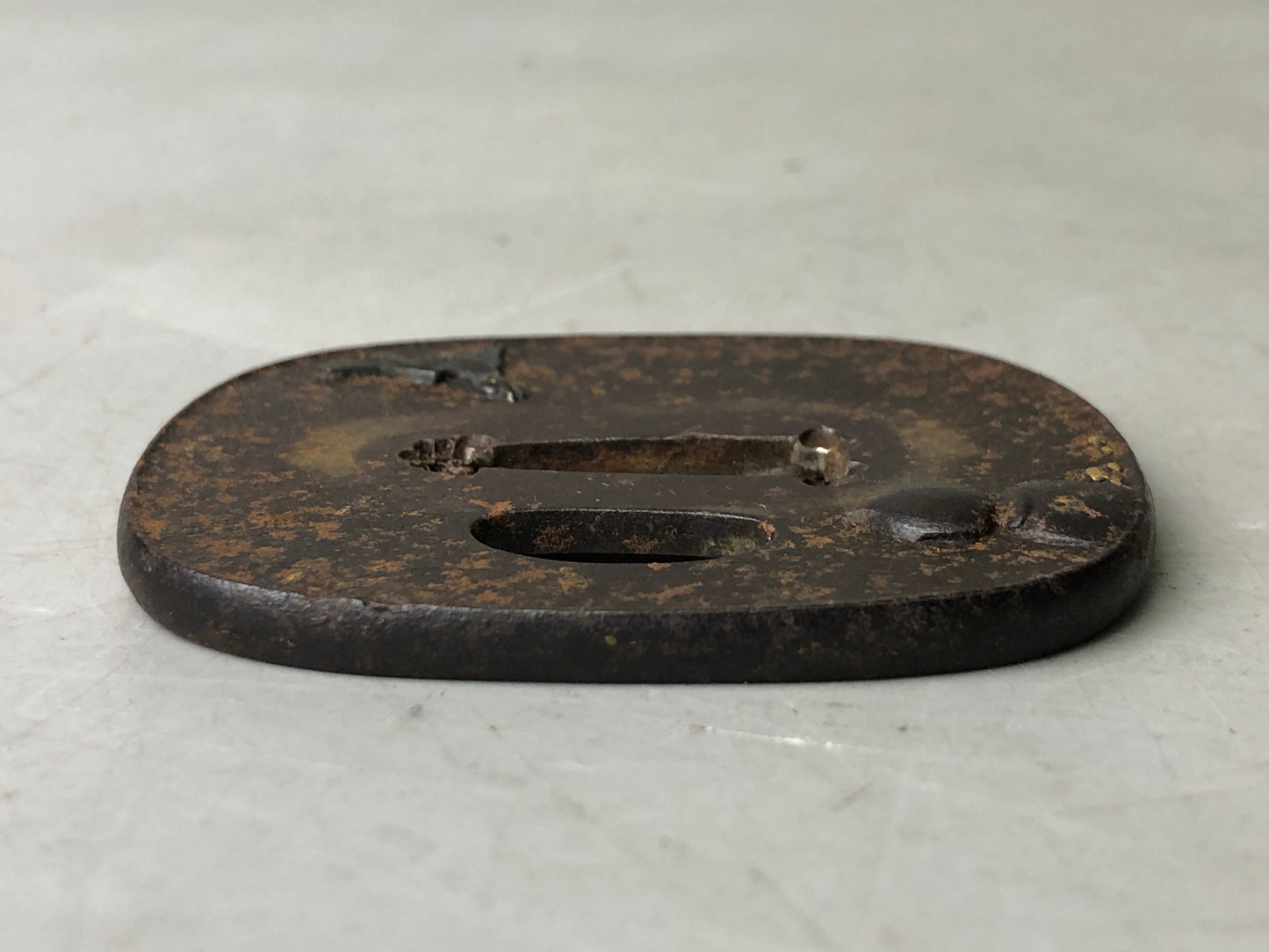 Y7903 TSUBA Iron sword guard Inlay Japan antique samurai katana koshirae