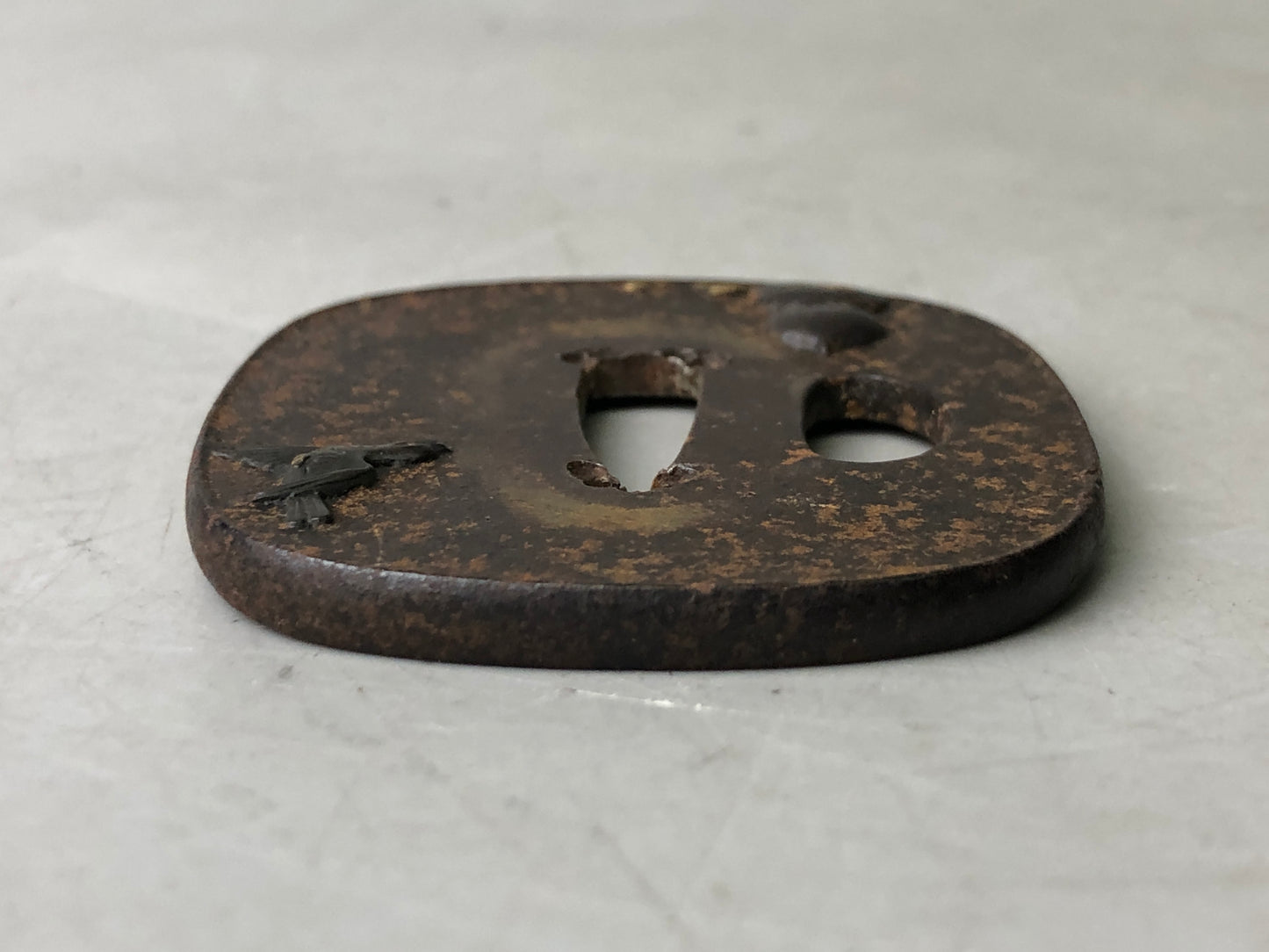 Y7903 TSUBA Iron sword guard Inlay Japan antique samurai katana koshirae