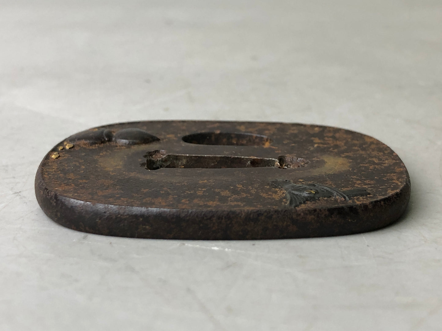 Y7903 TSUBA Iron sword guard Inlay Japan antique samurai katana koshirae