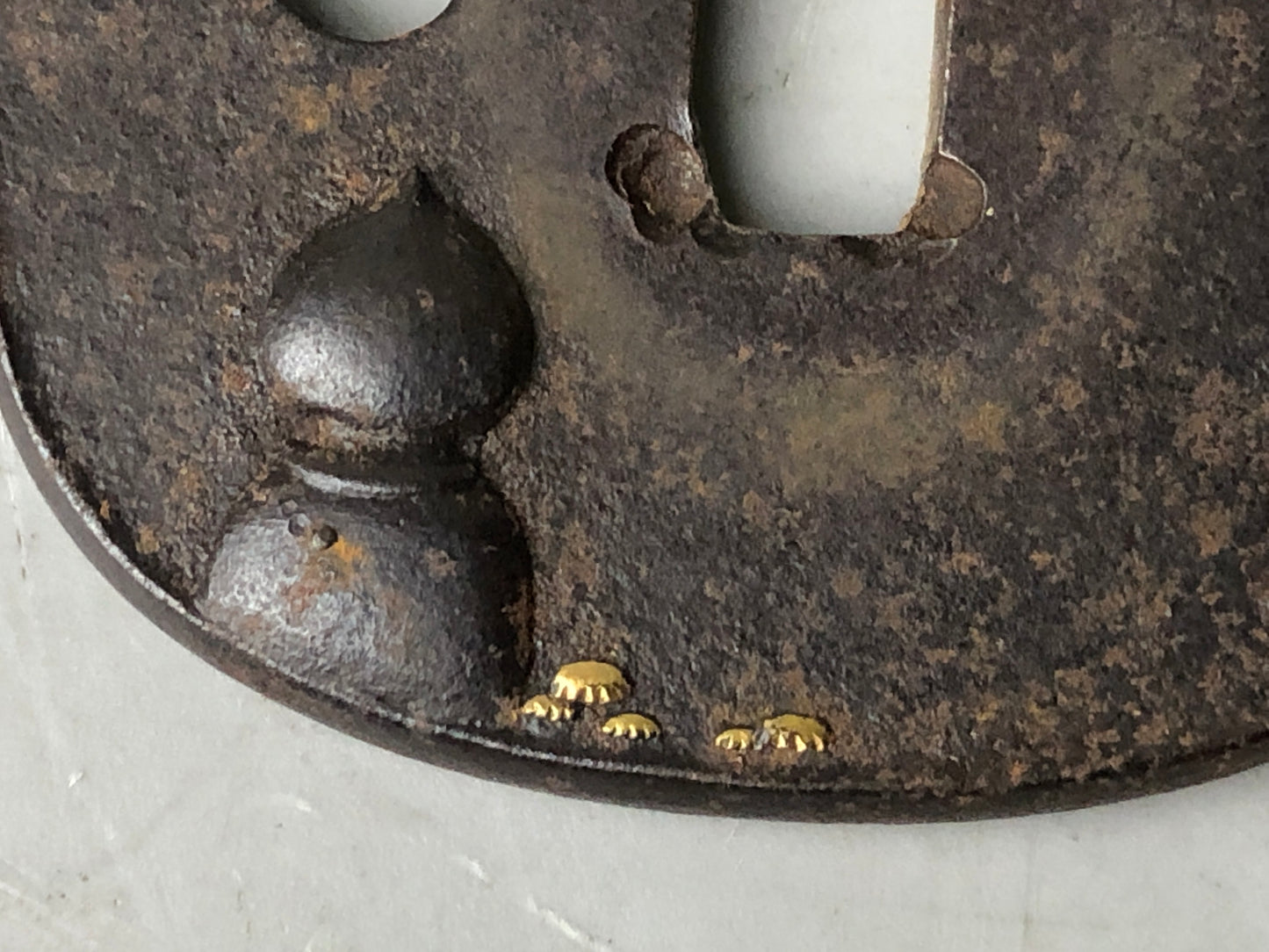 Y7903 TSUBA Iron sword guard Inlay Japan antique samurai katana koshirae