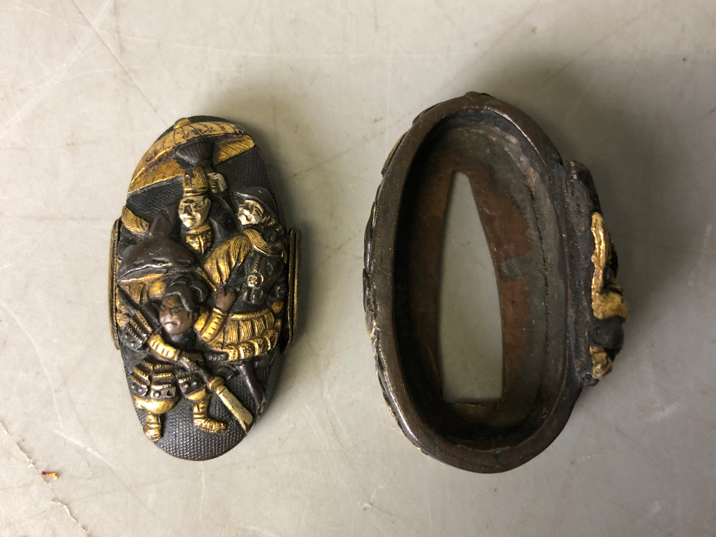Y7907 FUCHIGASHIRA katana Japanese sword fittings Samurai warrior Japan antique