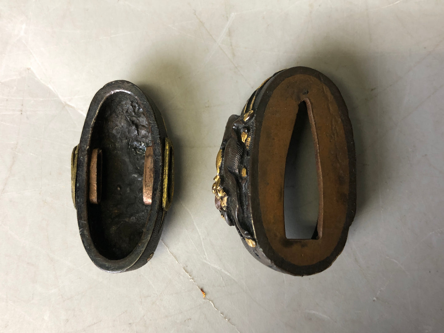 Y7907 FUCHIGASHIRA katana Japanese sword fittings Samurai warrior Japan antique