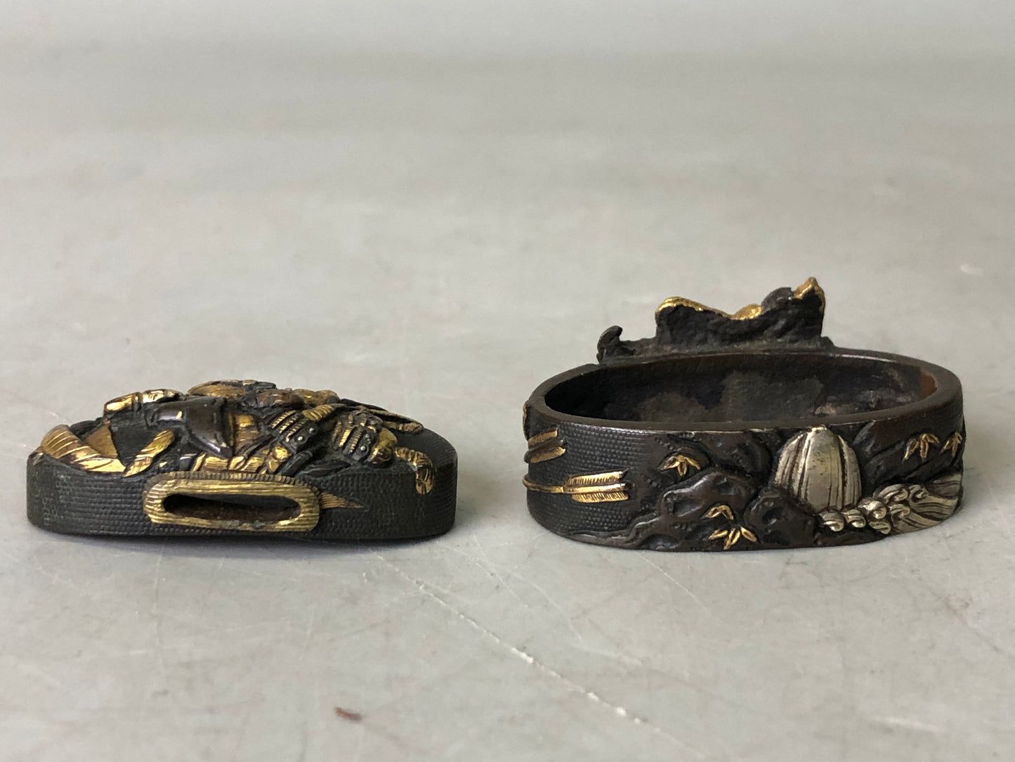 Y7907 FUCHIGASHIRA katana Japanese sword fittings Samurai warrior Japan antique